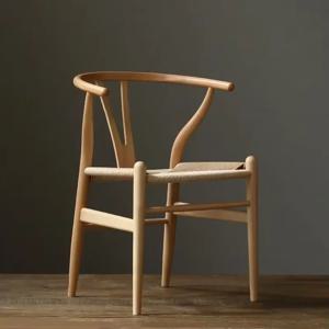 북유럽 식당 의자 나무 Y 거실 지팡이 짠 안락 의자 현대 스타일 레스토랑 야외 정원 가구 라운지 의자