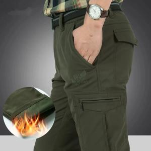 남성 겨울 양털 전술 바지 따뜻한 카고 바지 사냥 SoftShell 작업 바지 상어 피부 두꺼운 따뜻한 방수 바지 M-4XL