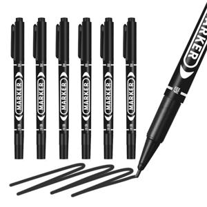 10pcs 도매 트윈 팁 영구 마커 펜 파인 포인트 방수 잉크 얇은 펜촉 원유 펜촉 블랙/블루/레드 잉크 0.5-1mm 파인 컬러