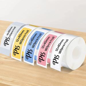 P15 용지 롤 15x40 감열 스티커 12x40 15x30 14x40 감열 프린터 테이프 투명 라벨 용지 (P15 P12 P11 D30 Q30S 호환)