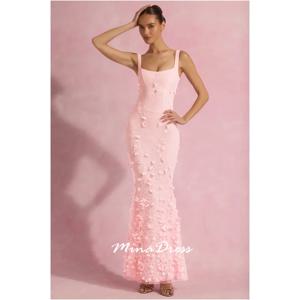 특별한 날을 위한 Mina 백 길이 여성 드레스 맞춤형 꽃 드레스의 새로운 보석 조절 가능한 와이드 숄더 스트랩 댄스 파티