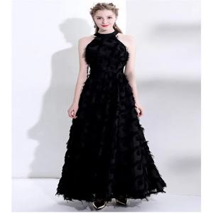 우아한 흰색 깃털 이브닝 드레스 홀터넥 롱 스커트 생일 성인식 울트라 페어리 하이엔드 여성 파티 가운