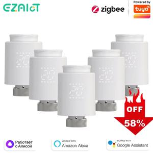 EZAIOT Tuya ZigBee 스마트 TRV 온도 조절 밸브 온도 조절기 라디에이터 액추에이터 온도 컨트롤러 음성 Alexa Google Home Alic