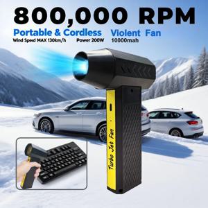 800000RPM 공기 송풍기 브러시리스 모터 자동차/키보드 용 LED USB 충전식 강력한 먼지 송풍기와 고속 터보 제트 팬