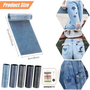 Jean Iron-On 패치 1롤, 8 X 50 Cm 데님 수리 보조금, 의류, 어린이 성인용 자체 접착 Iron-On 패치 ﻿