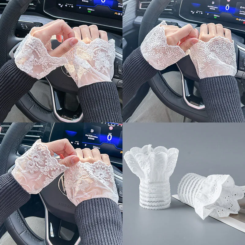 심플 손목 커프스 손목 밴드 우아한 셔츠 가짜 커프스 스웨터 레이스 탈부착 슬리브 혼 커프스 자수 액세서리