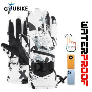 GTUBIKE 열 스키 장갑 남성 여성 겨울 플리스 방수 따뜻한 어린이 스노보드 스노우 장갑 3 손가락 터치 스크린 스키용