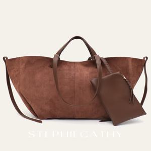 여성용 솔리드 컬러 소프트 인조 스웨이드 PU 가죽 대형 토트 간단한 대용량 숄더 핸드백 지갑 일일 쇼핑 통근