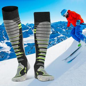GTUBIKE 1쌍 신형 메리노 울 스키 양말 야외 스포츠 두꺼운 테리 보온 무릎 길이 긴 스키 스노보드 하이킹 양말