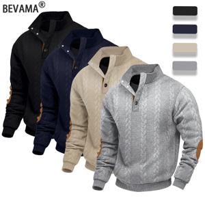 남성 캐주얼 니트 자카드 스웨터 가을 버튼 스탠드업 긴팔 풀오버 하프 터틀넥 스포츠 플리스 스웨터셔츠