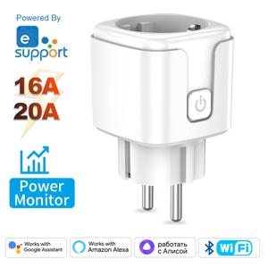 Ewelink 스마트 WiFi EU 플러그 소켓, 전력 모니터링 타이밍 기능 16A/20A 콘센트 음성 Alexa Google Home Alice와 함께 작동