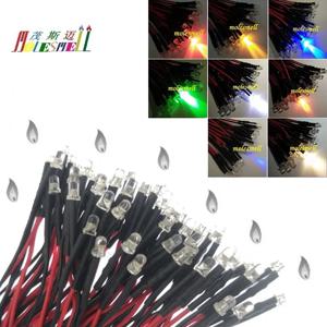 깜빡이는 3mm 9V 12V DC 사전 유선 워터 클리어 캔들 led, 빨간색 노란색 파란색 녹색 흰색 주황색 보라색 따뜻한 흰색 깜박임, 100 개