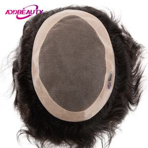 남성용 Toupee Mono NPU 인모 가발, 인도 인모 교체, 스트레이트 웨이브, 모세관 보형물 헤어피스, 자연 색상