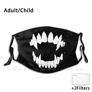 Fangs Dog Funny Print 재사용 가능 Pm2.5 필터 페이스 마스크 바이트 턱 Snarl Fang 공격적인 날카로운 이빨 오크 구프 무는 회색 늑대