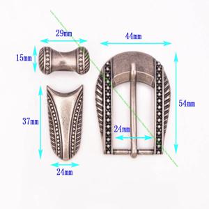 솔리드 빈티지 실버 엔드 바 핀 버클 세트, DIY 가죽 공예, 서양 각인 헤드 스톨 벨트 버클 교체, 24mm, 3 개