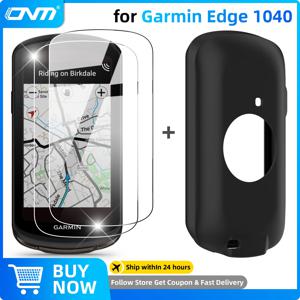 Garmin Edge 1040 화면 보호기 용 2PCS 강화 유리 + 케이스 안티 스크래치 필름 및 부드러운 실리콘 보호 커버 액세서리