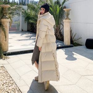 여성 X-롱 까마귀 다운 코트 코튼 패딩 발목 길이 길어진 두꺼운 따뜻한 후드 오버 코트 Snowwear Oversize Dropshipping