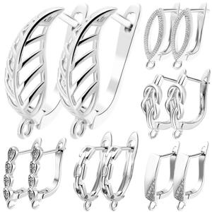 Juya 2 4 개/몫 DIY 안티 알레르기 18K 골드 실버 도금 Schwenzy 패스너 귀 와이어 후크 여성 귀걸이 액세서리 용품