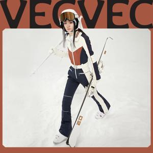 Vecvik-슬림 스키 통기성 슈트 여성 스노우보드 의류 스노우슈트 바람막이 방수 원피스 빕 스키웨어, 슬림한 스키 슈트 스노우보드 의류