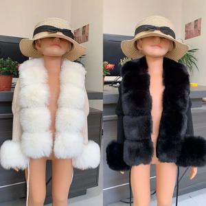 2025 새로운 어린이 모피 카디건 여자 가을/겨울 패션 가짜 모피 니트 카디건 뜨거운 판매 가짜 여우 모피 카디건 여자