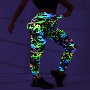 디지털 프린팅 3D 형광 속건성 통기성 피트니스 바지, 슬림 힙 리프트 레깅스, 요가 바지, 플러스 사이즈