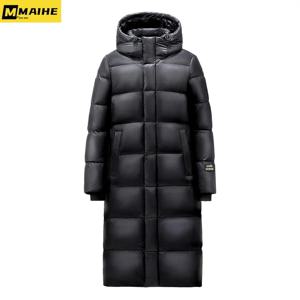 남성용 겨울 다운 재킷 두꺼운 패딩이 있는 화이트 구스 다운 후드 재킷 남성용 의류용 중간 길이 파카 코트