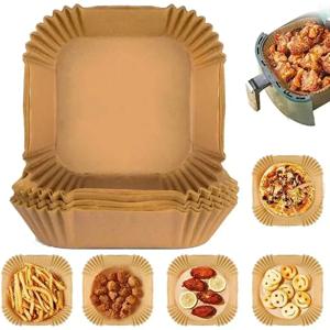 50/100PCS 에어 프라이어 특수 종이 트레이 가정용 고온 방지 오일 흡수 종이 패드 스퀘어 베이킹 페이퍼 주방