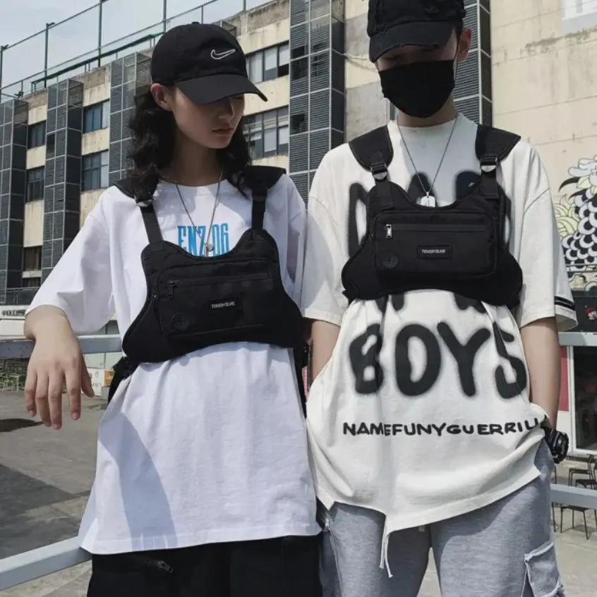 가슴 가방 허리 가방 힙합 streetwear 대용량 스포츠 캐주얼 전술 조끼 가방 남성용