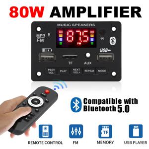블루투스 5.0 MP3 디코더 보드 2*40W 80W 증폭기 오디오 플레이어 12V DIY MP3 플레이어 자동차 FM 라디오 모듈 TF USB 마이크 녹음 통화