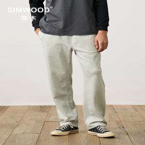 심우드 2025 가을 신상 루즈핏 스트레이트 조거 팬츠 남성용 340gsm 단색 액티브 운동복 스웨트팬츠