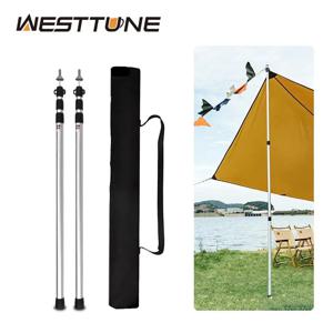 WESTTUNE 2PCS 캠핑 캐노피 폴 알루미늄 합금 텔레스코픽 텐트 지원 야외용 접이식 해변 대피소 천막 폴