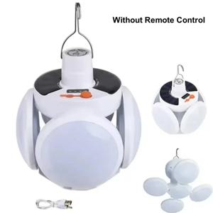 휴대용 태양 캠핑 랜턴 USB 충전식 야외 텐트 램프 접는 LED 축구 전구 교수형 후크