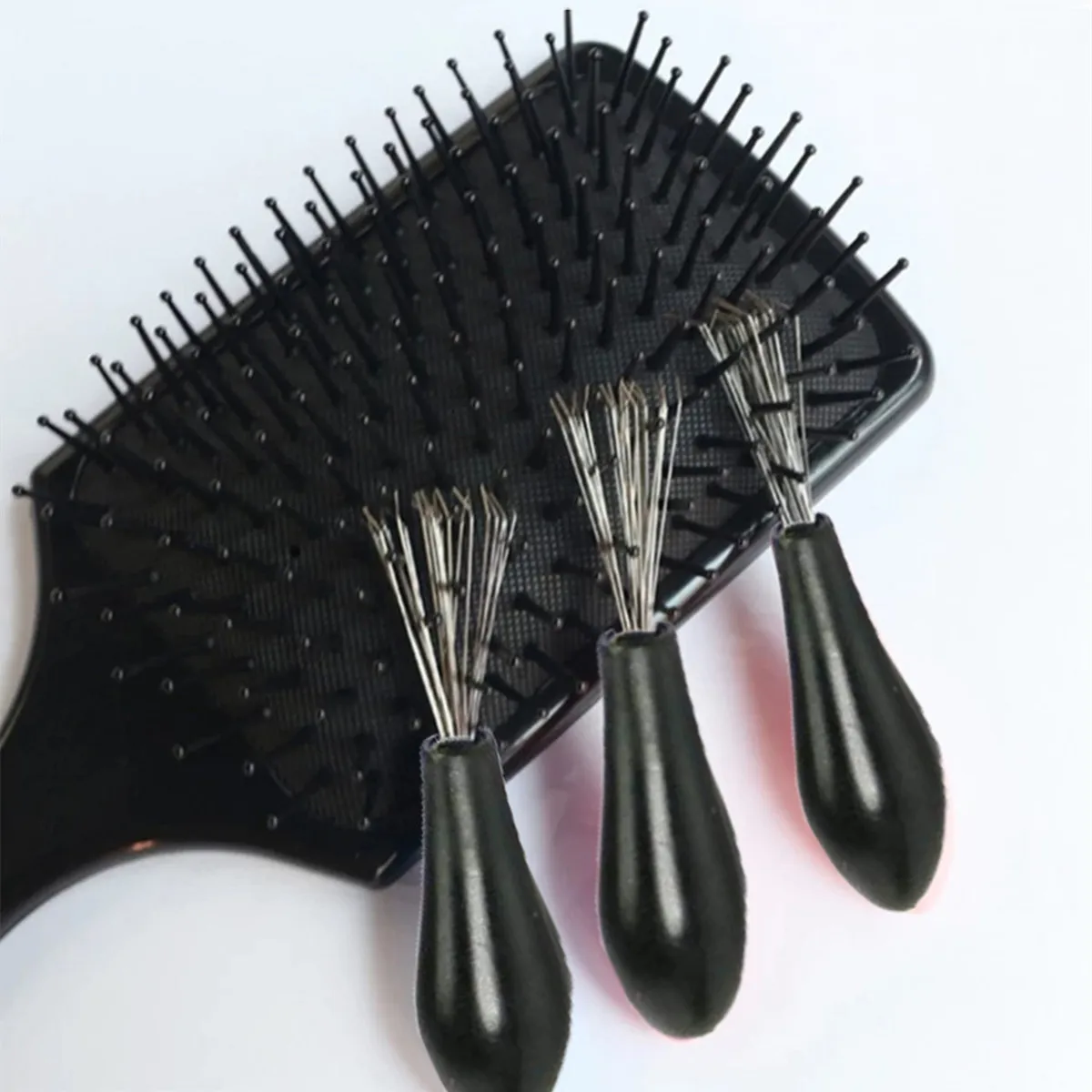 빗 헤어 브러시 클리너 플라스틱 손잡이 청소 브러시 제거기 내장형 미용 도구 청소 제품 청소 용품
