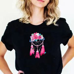 깃털 드림캐쳐 여성 패션 티셔츠 하라주쿠 그래픽 티셔츠 셔츠 팜므 드림 캐쳐 여성 티셔츠 의류 탑