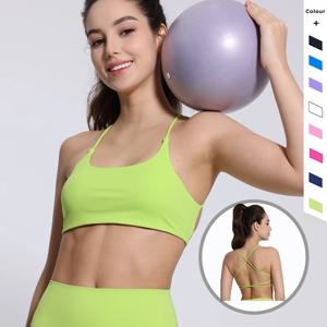 패드가 있는 피트니스 여성용 스포츠 브라 운동 러닝 탱크탑 여성용 백리스 충격 방지 통기성 속옷 요가 브라 여성용