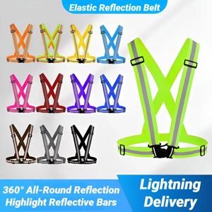 고탄성 반사 안전 조끼 경량 조절 가능한 탄성 조끼 재킷 교통 통제 달리기 및 자전거 타기용 스트립