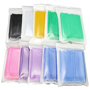 속눈썹 연장 도구 용 100PCS 일회용 마이크로 브러시 속눈썹 연장 개별 속눈썹 제거 면봉 마이크로 브러시