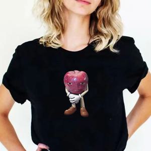 남성용 고급 면 티셔츠, 캐주얼 레트로 애플 페이스 멀티플레이어 티셔츠