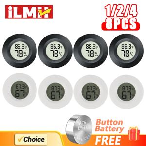 2/4 Pcs 미니 습도계 온도계 화씨 또는 섭씨 측정기 디지털 LCD 모니터 실내 라운드 습도 온도 게이지