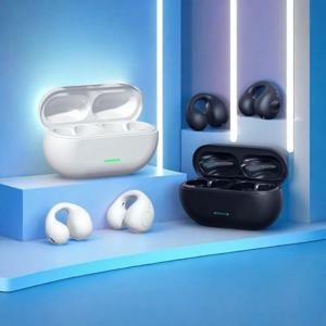 T75 Fone 블루투스 헤드셋 5.3 무선 공기 전도 헤드폰 클립 이어 음악 소음 차단 HD 통화 스포츠 게임 이어폰