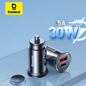 Baseus 30W 차량용 고속 충전기 빠른 충전 4.0 3.0 USB Type-C 고속 충전 차량용 전화 충전기 Huawei Xiaomi iPhone 15 14 13 12
