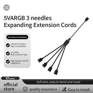 LDPCSJ RGB 3PIN 5V ARGB 1 to 2/3/4/5 연장 케이블 싱크 마더보드 케이블 4PIN 12V 컴퓨터 하드웨어용