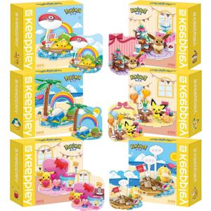 원래 애니메이션 포켓몬 만화 조립 빌딩 블록 모델 장난감 컬렉션 피카추 비치 파티 어린이 퍼즐 빌딩 블록 완구