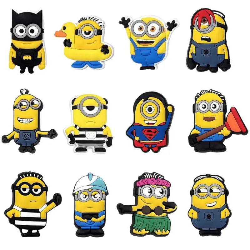 12개 귀여운 만화 신발 장식품 클로그 버블 슬라이드 샌들용 PVC 신발 장식 액세서리 크리스마스 선물용