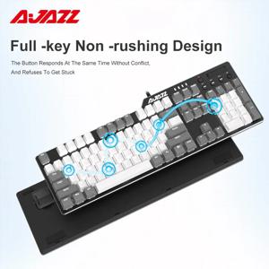 AJAZZ AK35I 합금 기계식 키보드, 유선 키보드, 게임용 키보드, 110 키, 흰색 컴퓨터 키보드