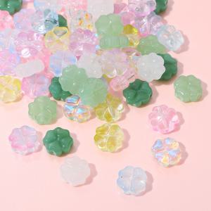 약 20Pcs 유리 네 잎 꽃 구슬 흩어져있는 구슬 수제 DIY 만들기 커플 팔찌, 목걸이, 귀걸이, 보석 Acces