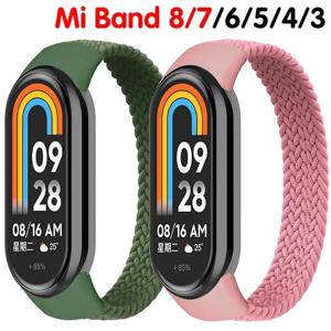 Mi 밴드 용 스트랩 7 8 6 5 나일론 땋은 솔로 루프 pulseira 팔찌 Miband4 Miband5 Miband6 팔찌 Xiaomi Mi band 4 3 5 6 7 8