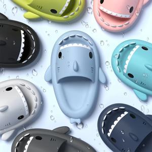 여성 슬리퍼 귀여운 만화 상어 남자 슬라이드 안티 슬립 고품질 두꺼운 단독 실내 야외 해변 커플 샌들