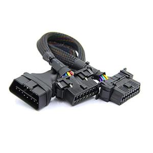 뜨거운 판매 obd2 남성-듀얼 여성 팔꿈치 연장 케이블은 1 in 2 변환 obd 2 어댑터에 연결되어 있습니다.