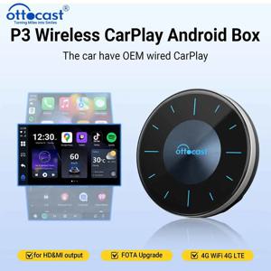 OTTOCAST P3 OttoAibox CarPlay AI Box 무선 안드로이드 자동 스마트 TV 박스 자동차 액세서리 벤츠 아우디 기아 현대 폭스바겐 도요타 2024